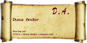 Dusa Andor névjegykártya